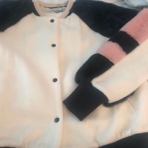 Zara Trafaluc Varsity faux fur coat. Never worn. Like New just missing tag